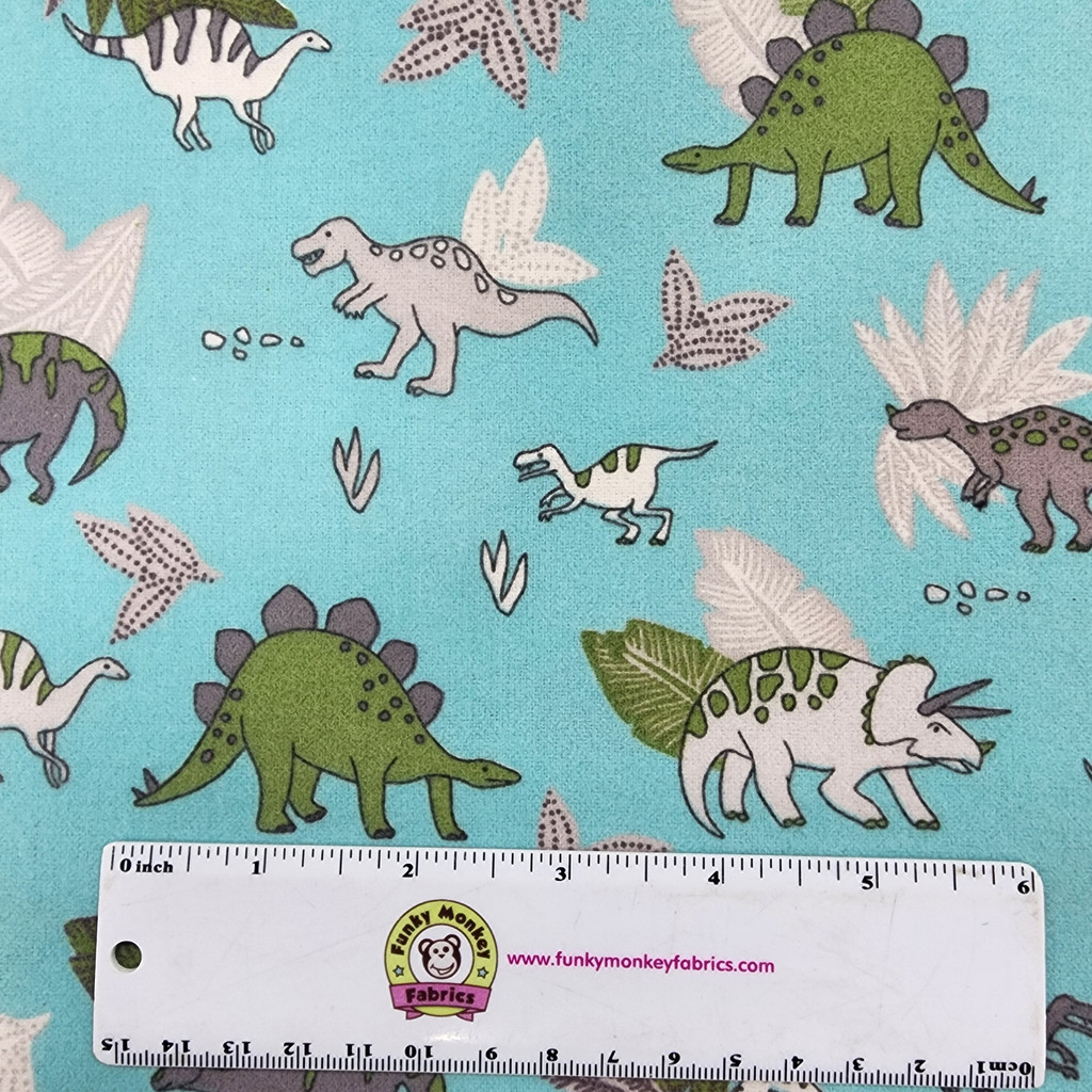 Dino Doodles Turquoise - Windham Flannel