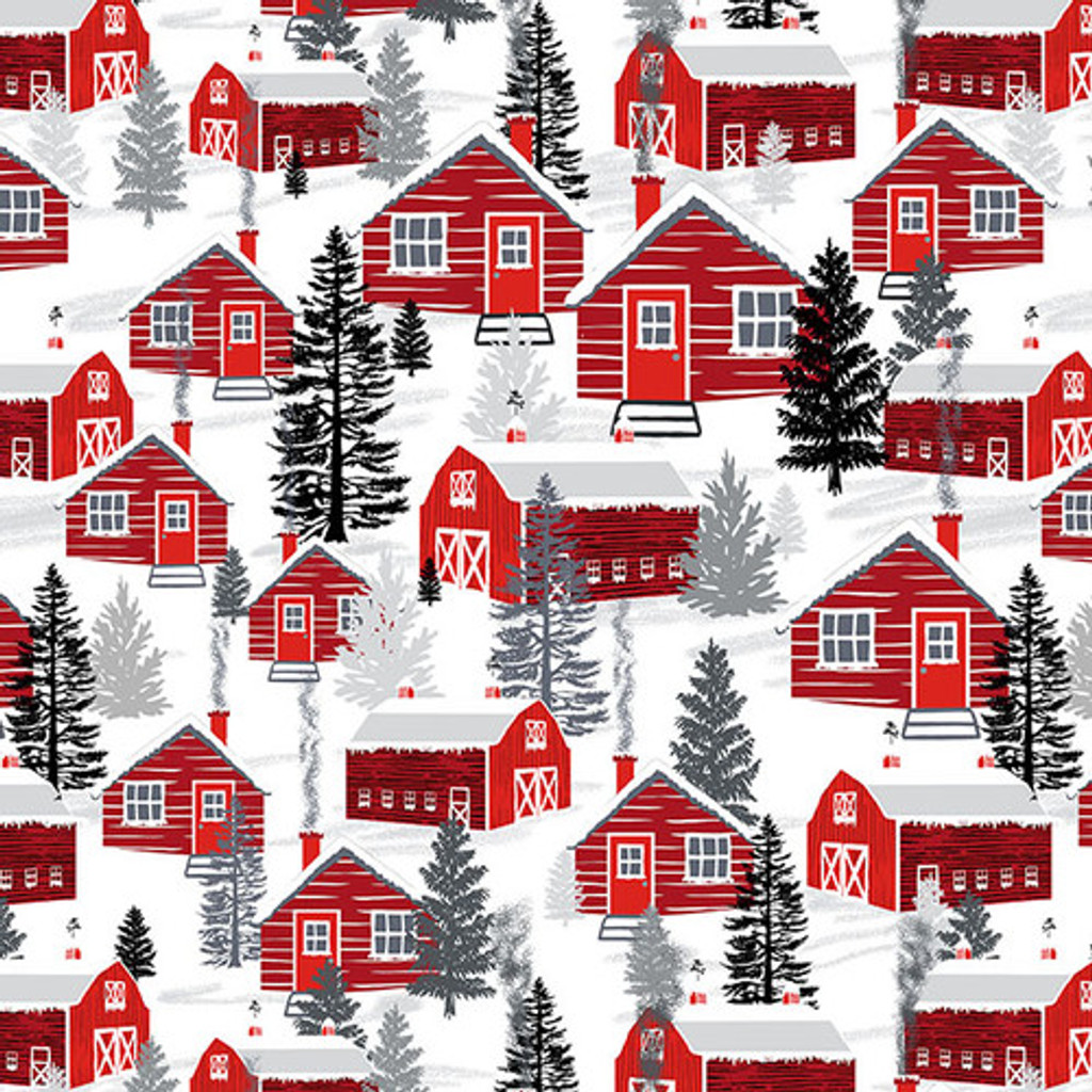 It's Snow Wonder Cabins - Blank Cotton (2699-01)