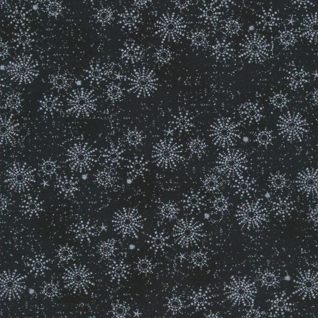 Black/Silver Dotted Stars Metallic - Blank Cotton (4590-914)