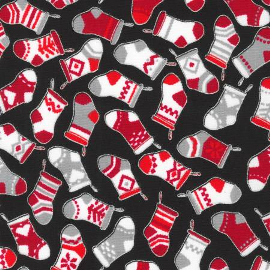 Stockings Onyx with Metallic - Robert Kaufman Cotton (SRKM-21621-181