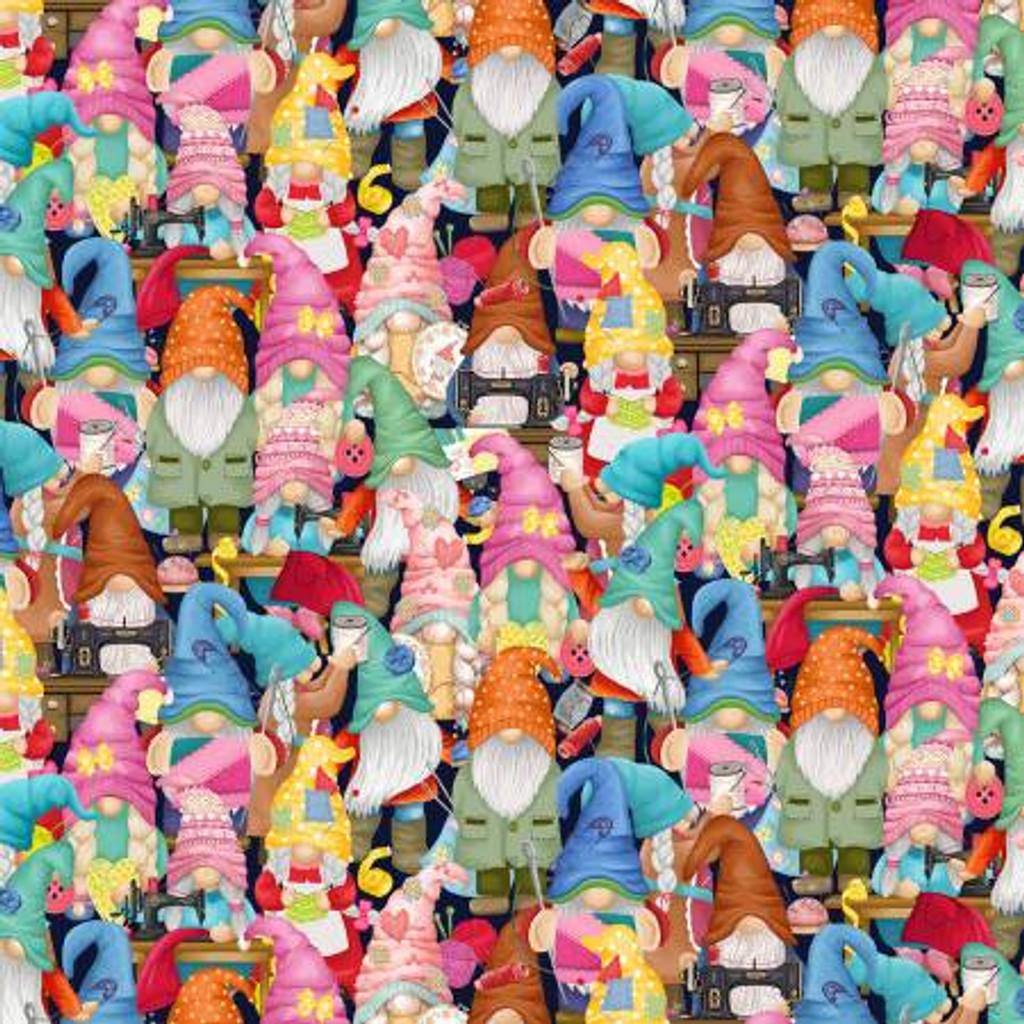 Multi Packed Sewing Gnomes - Timeless Treasures Cotton (CD2485-MULTI)