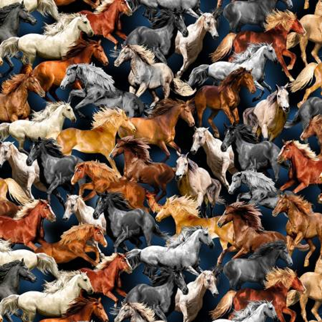 Nite Freedom Horses - Michael Miller Cotton (DCX11300-NITE)