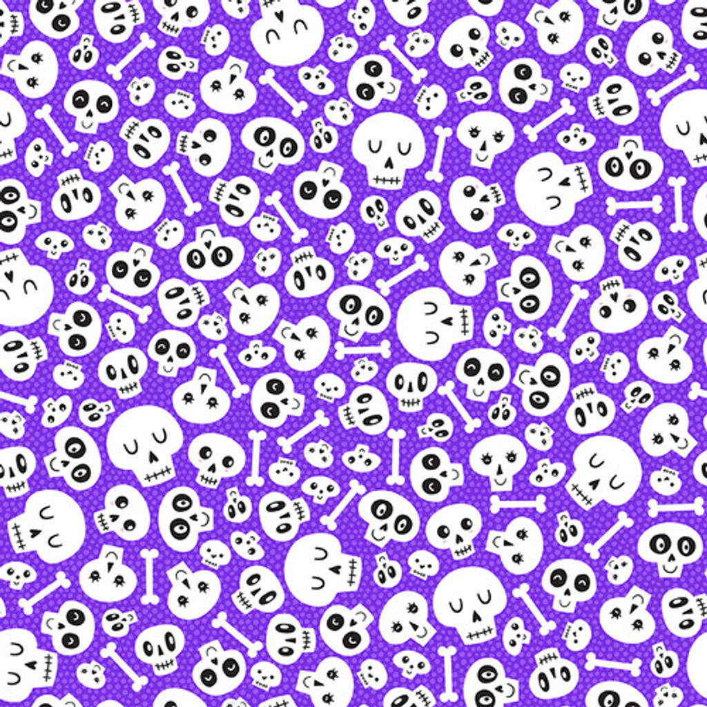 Skulls & Bones on Purple - Blank Cotton (2737-55 )