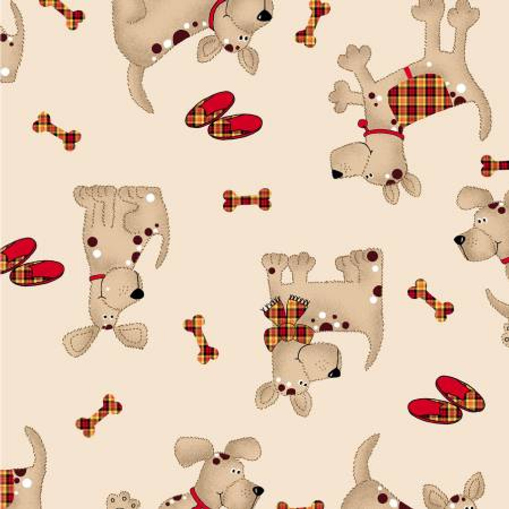  Cream Dog with Scarf - AE Nathan Flannel (9604AE-033)