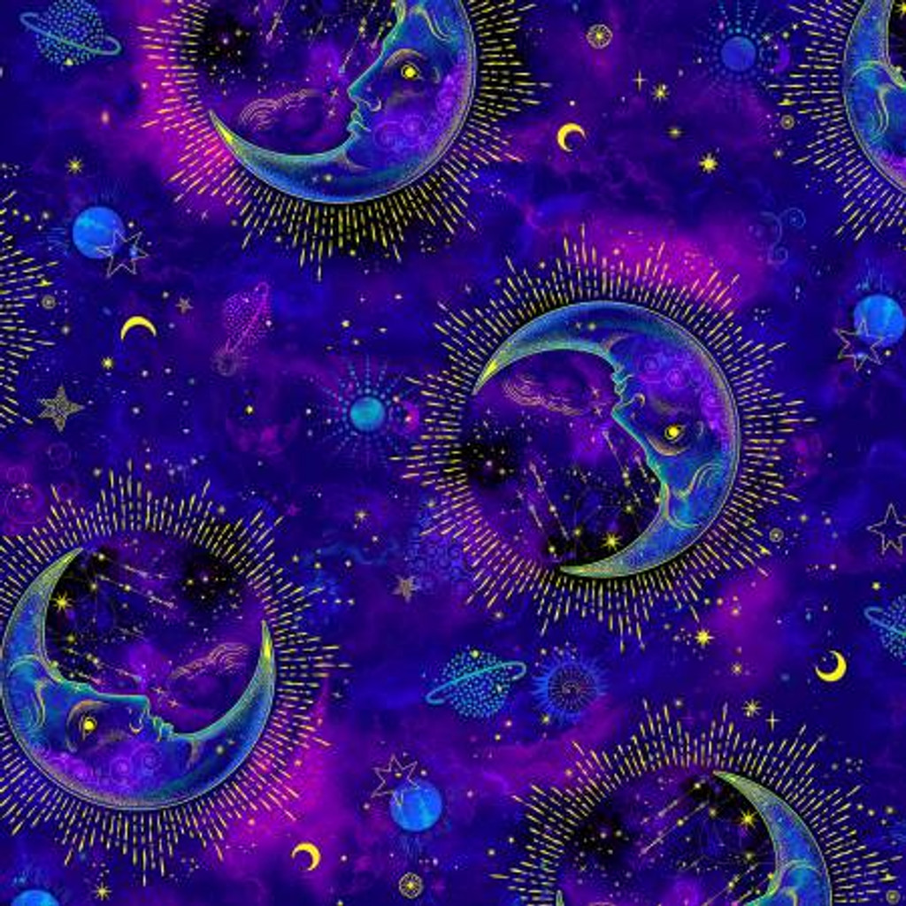 Galaxy Tapestry Galaxy Moon Metallic - Timeless Treasures Cotton (CM2541-GALAXY)