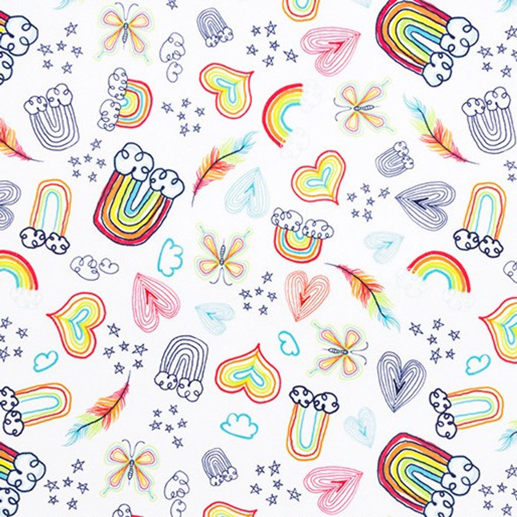 Doodles Double Sided Cloud Cuddle - Shannon Fabrics Cuddle Minky (ccdoodlesrainbow) 