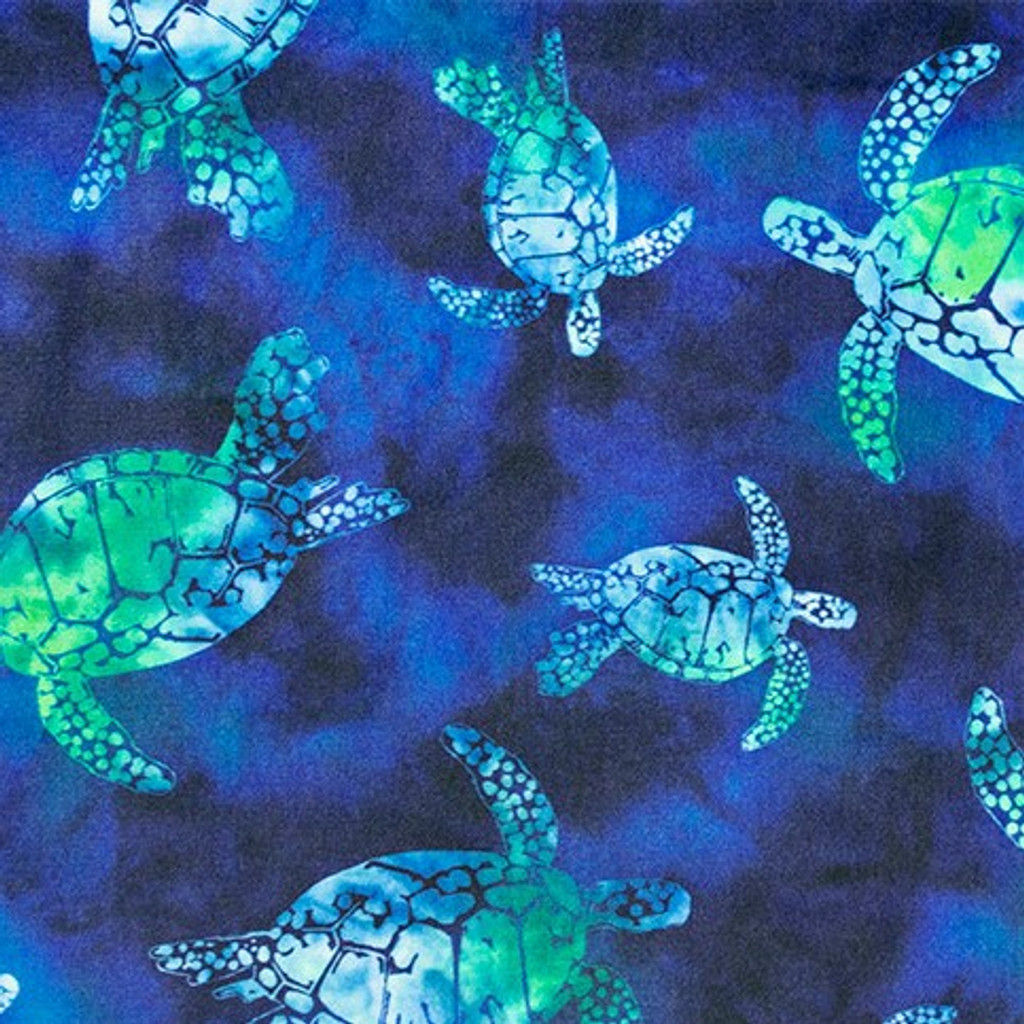 Green Sea Bliss Batik Turtles Digital - Shannon Fabrics Cuddle Minky 