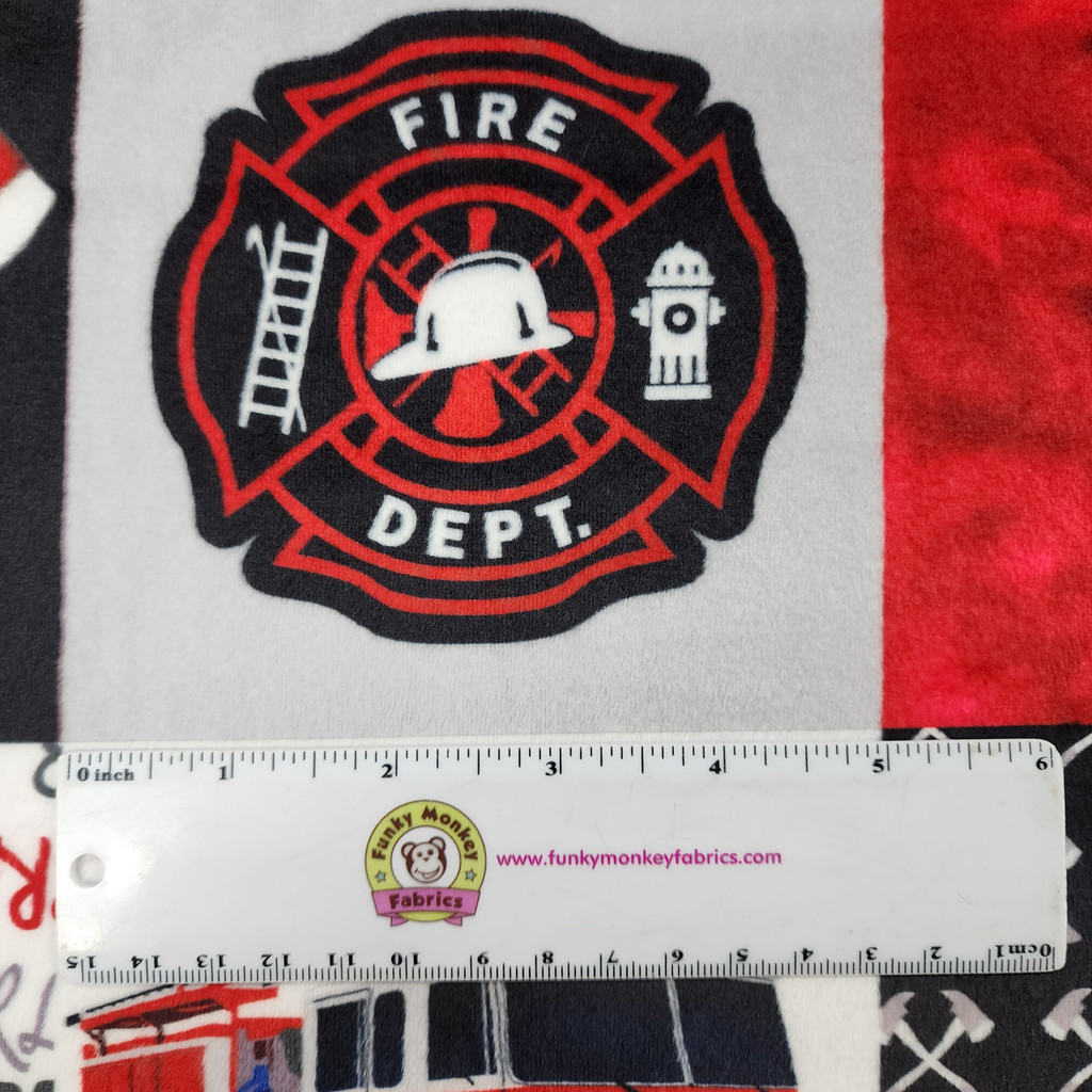 Firefighter Scarlet Digital - Shannon Fabrics Cuddle Minky