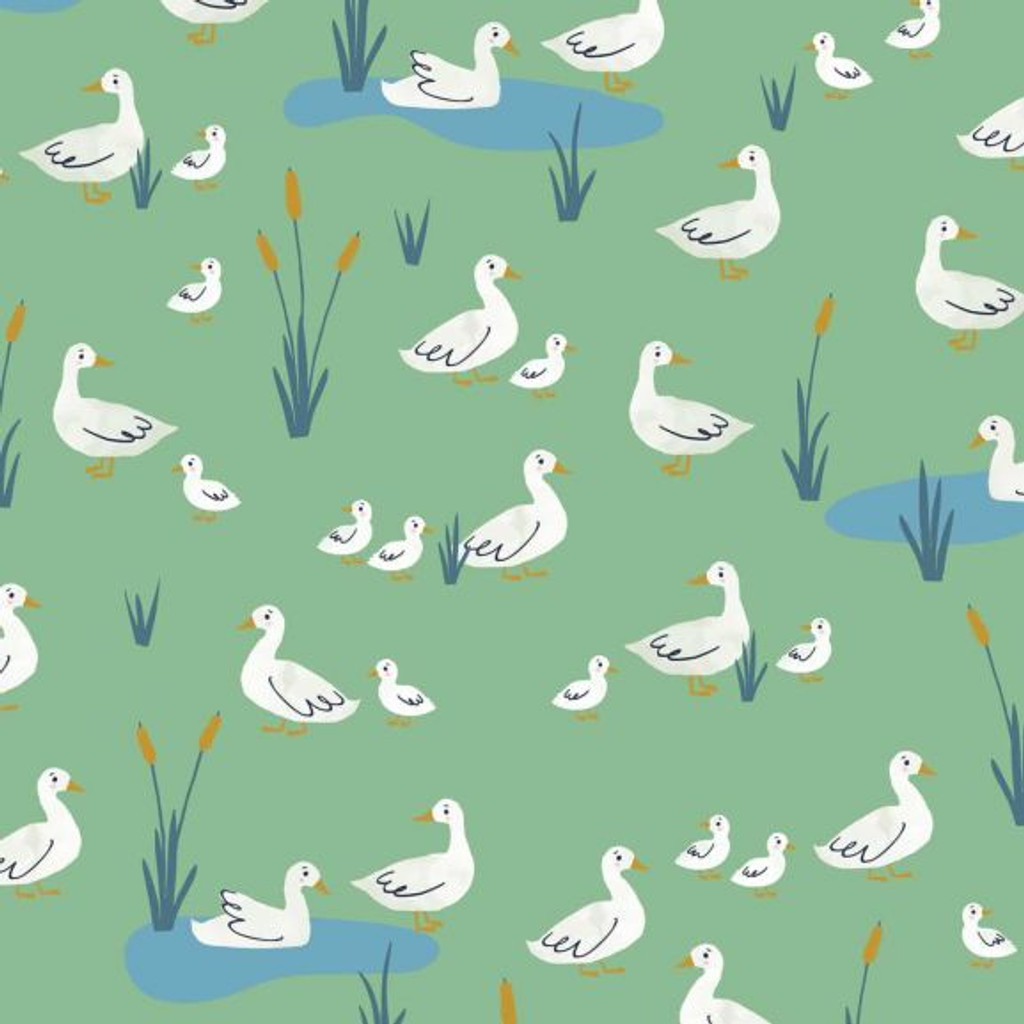 Ducks on Green Farm Days - Dashwood Studio Cotton (FARM1803)