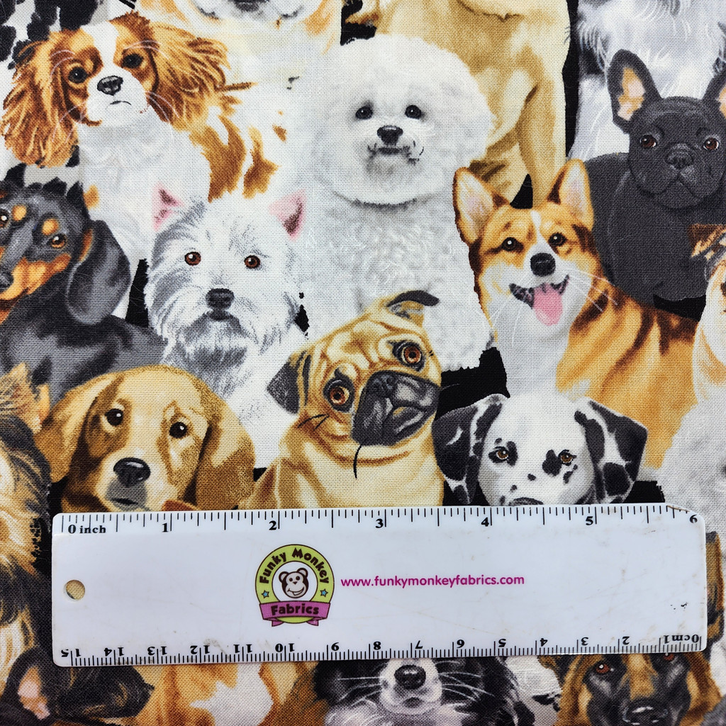 Packed Realistic Dogs - Timeless Treasures Cotton