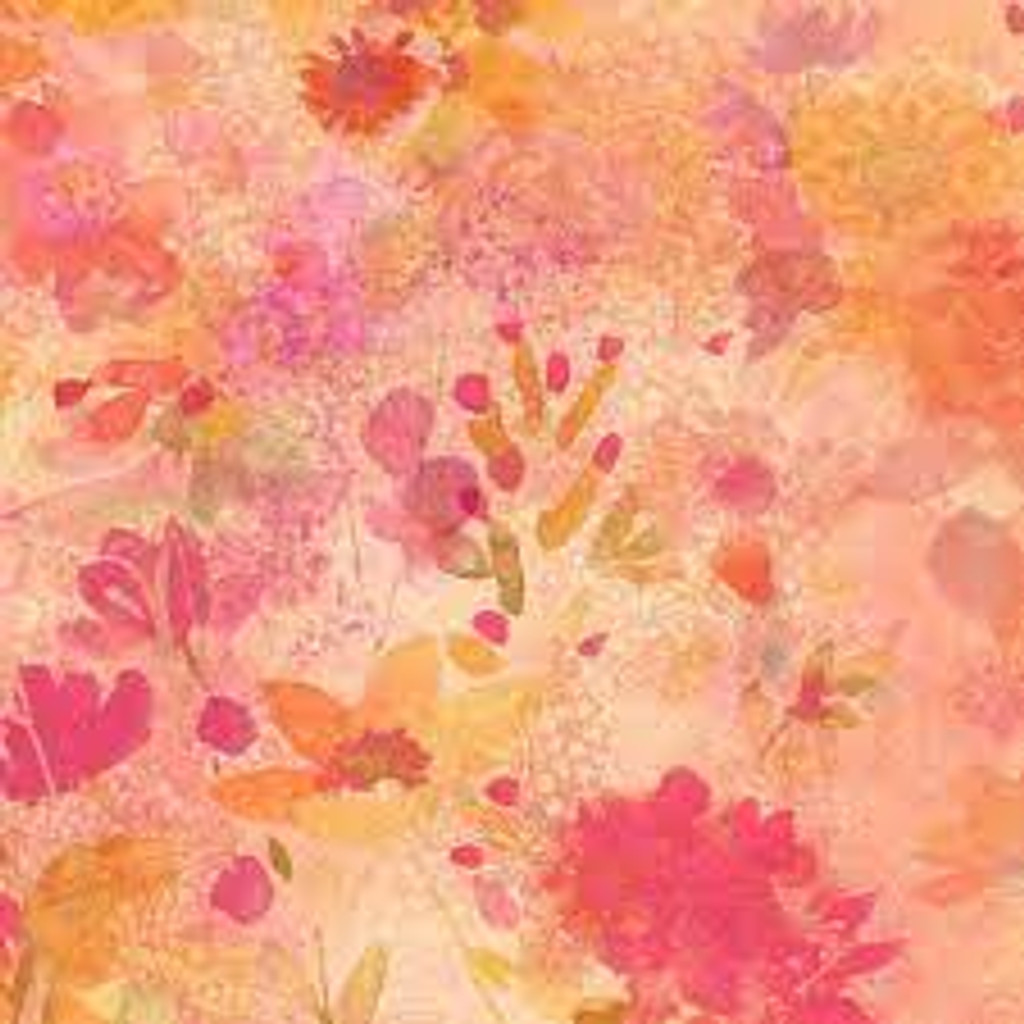  Good Vibes Coral Floral - Clothworks Cotton (Y3119-39)