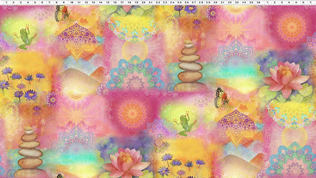 Good Vibes Sunrise Collage - Clothworks Cotton (Y3116-55)