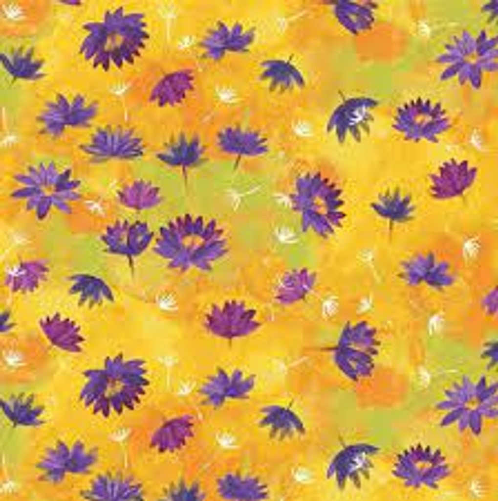 Good Vibes Gold Water Lilies - Clothworks Cotton (Y3120-68)