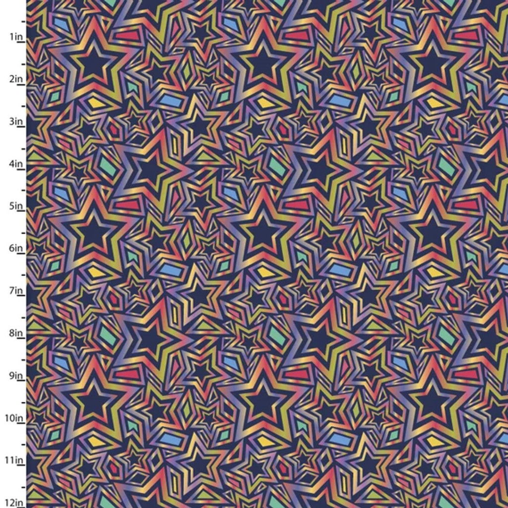 Rainbow Rhythm Ombre Stars - 3 Wishes Cotton (20703-MLT)