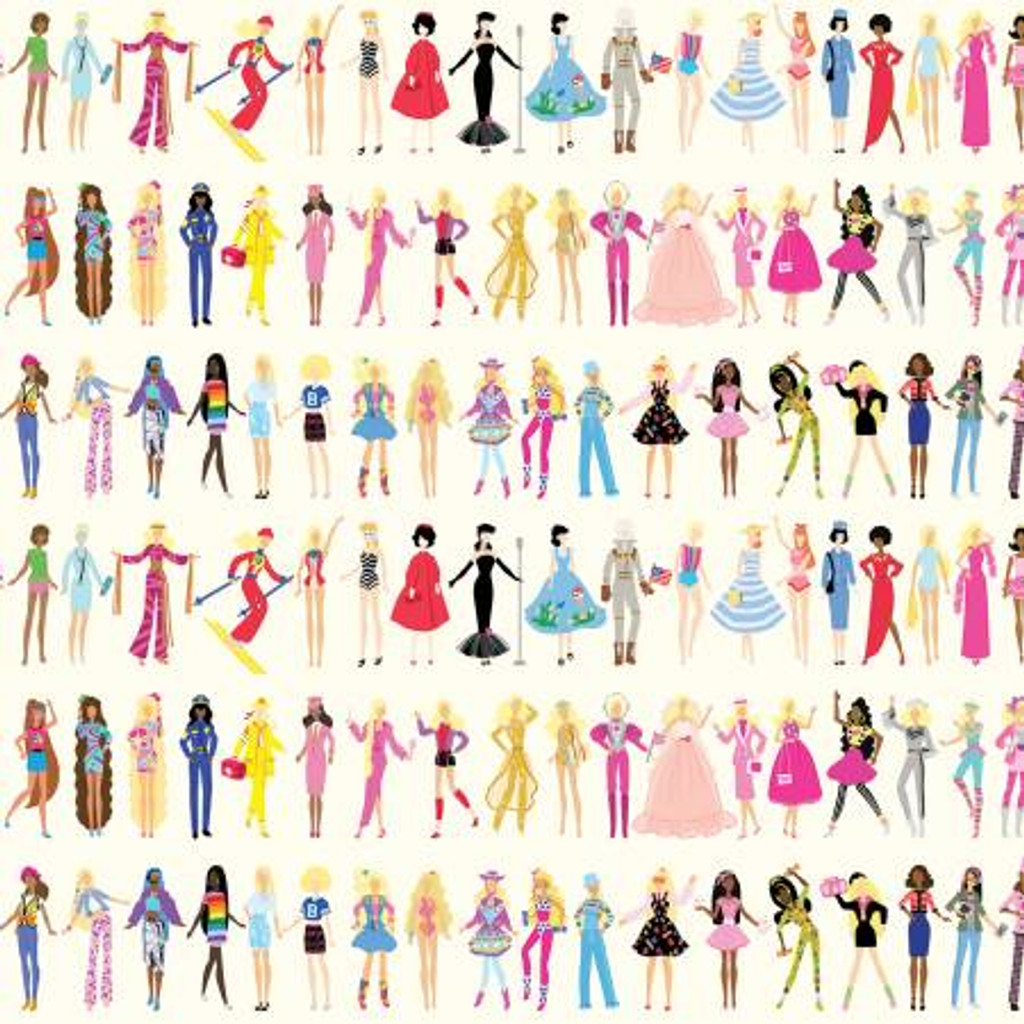  Barbie World Barbie Dolls Cream - Riley Blake Cotton (CD15021R-CREAM)