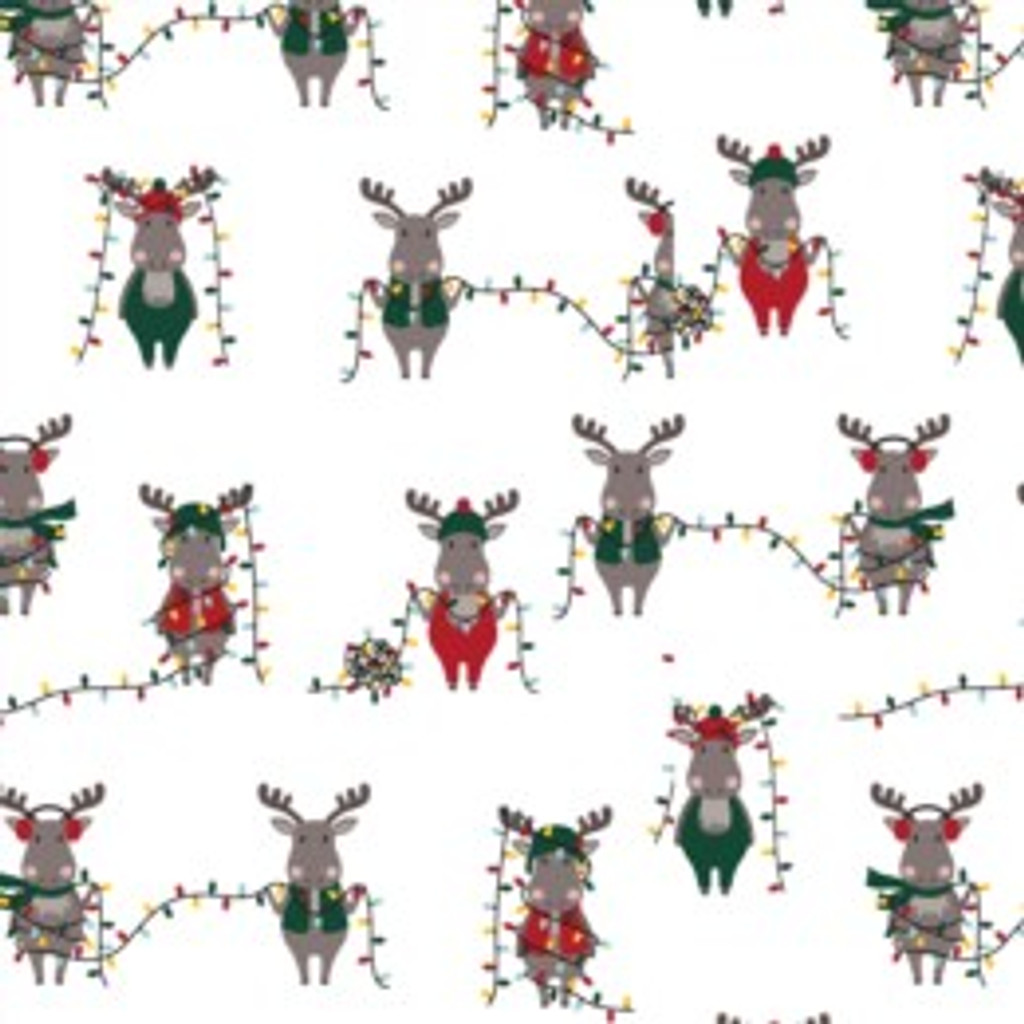 Moose Lights Snow - Robert Kaufman Flannel (22574-87)