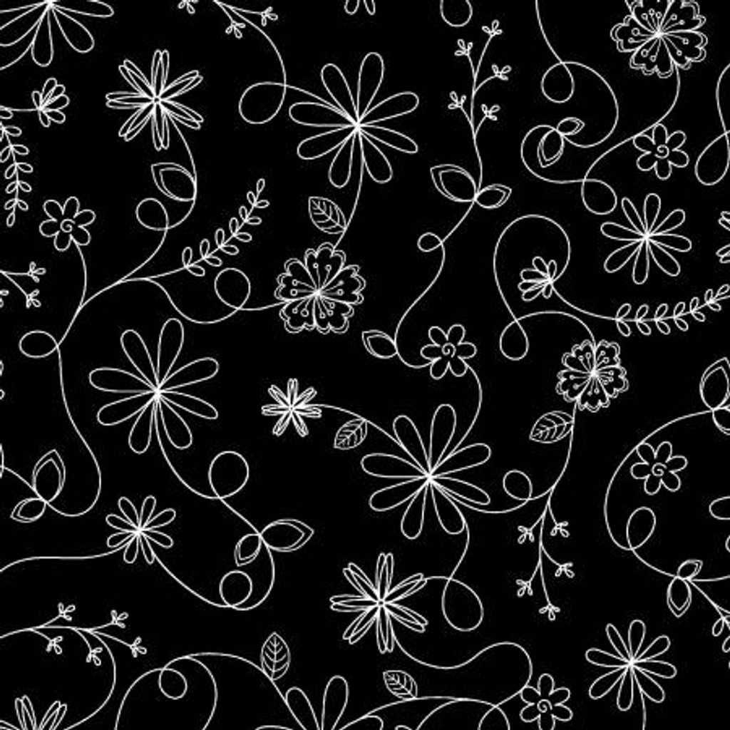 Black Swirl Floral - Maywood Studios Cotton (8261M-J)