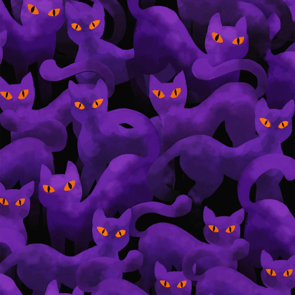 Boo Cats Purple Punch - Hoffman Fabrics (4482punch)