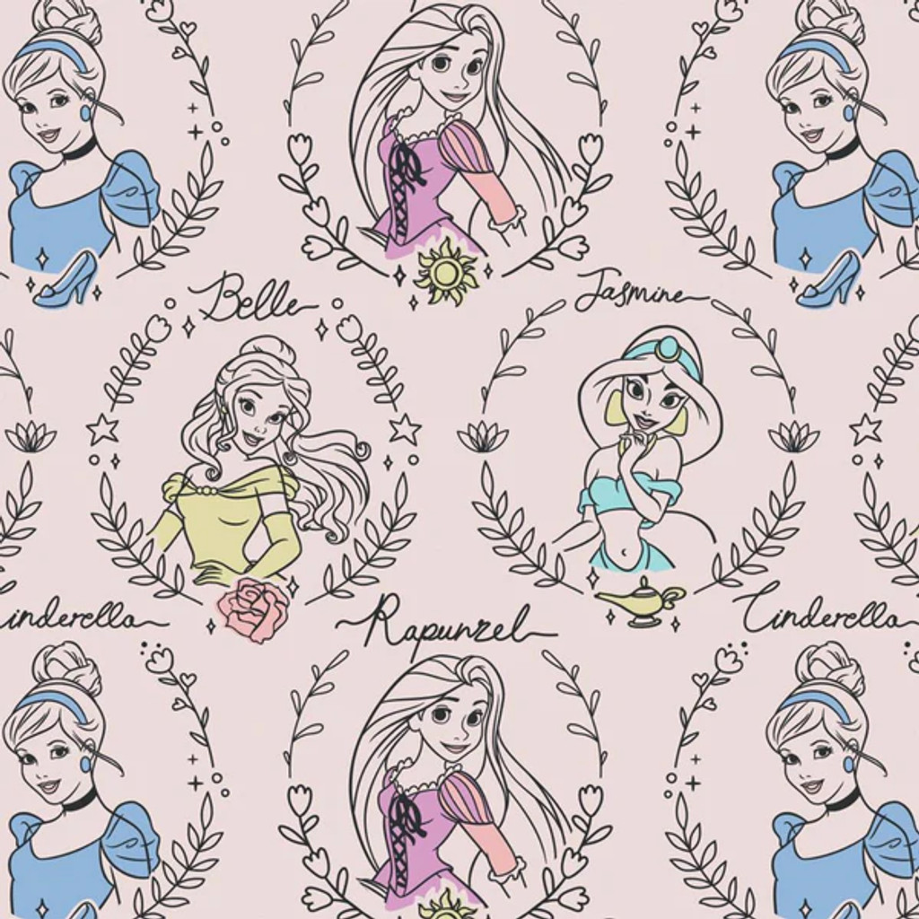 Disney Princesses Charming Portraits Pink - Camelot Fleece (85101601a-01)