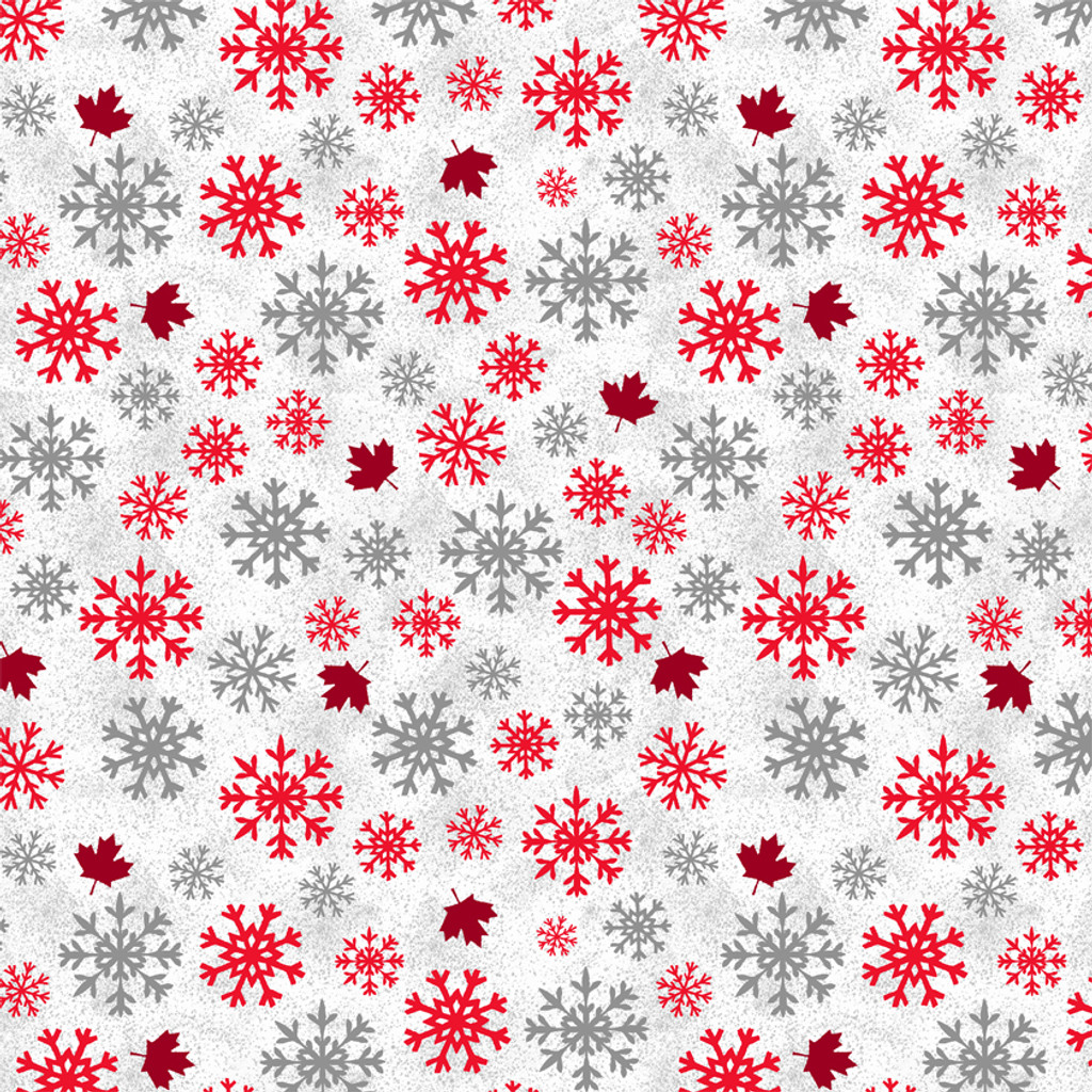 Canadian Christmas White Snowflakes - Windham Fabrics Cotton (52761D-3)