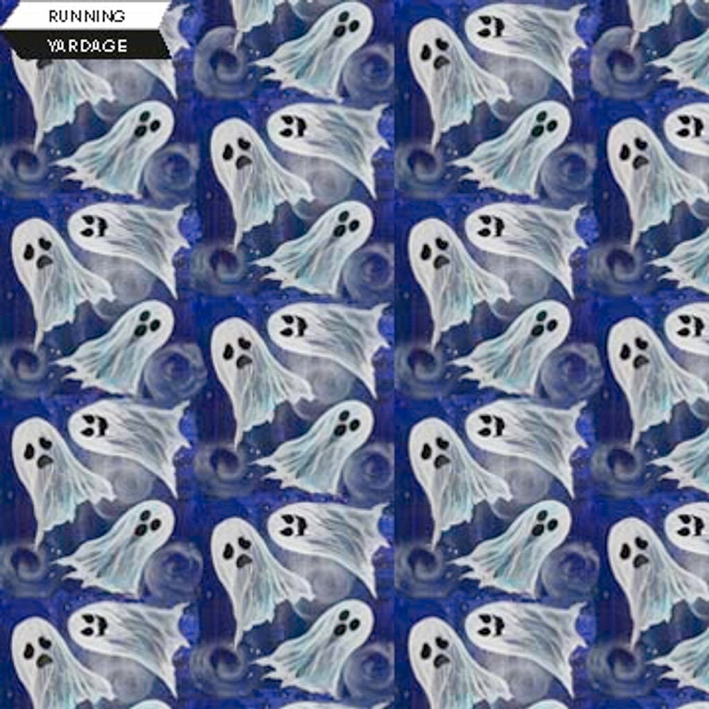 Midnight Blue Dancing Ghosts - Northcott Cotton (40104-46)