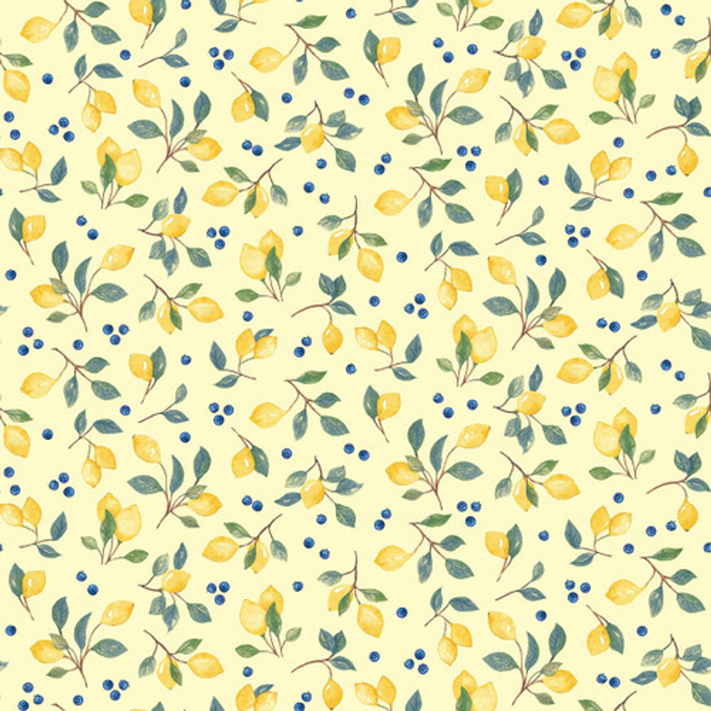 Lemons and Blueberries - Studio E Cotton (7507-44 yellow)