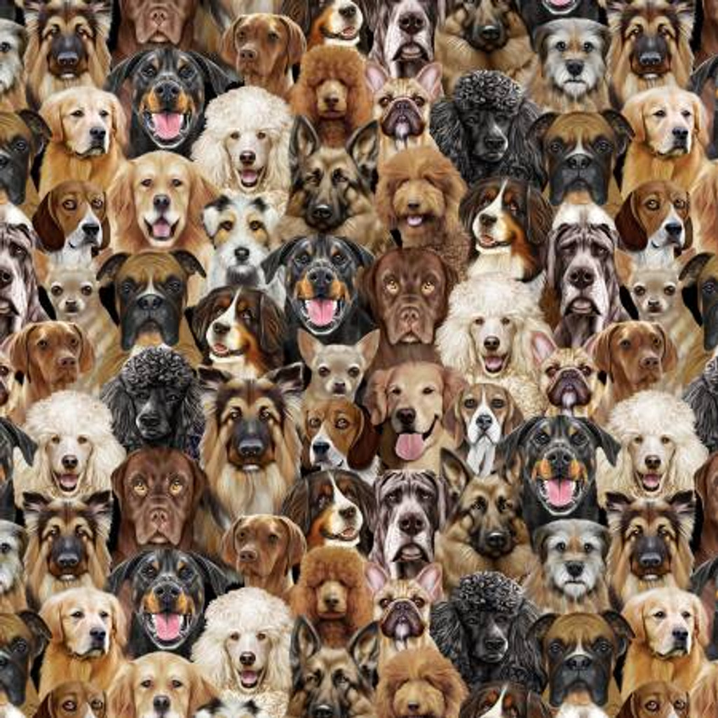 Natural Packed Dogs Portrait - Timeless Treasures Cotton (CD2947-NATURAL)
