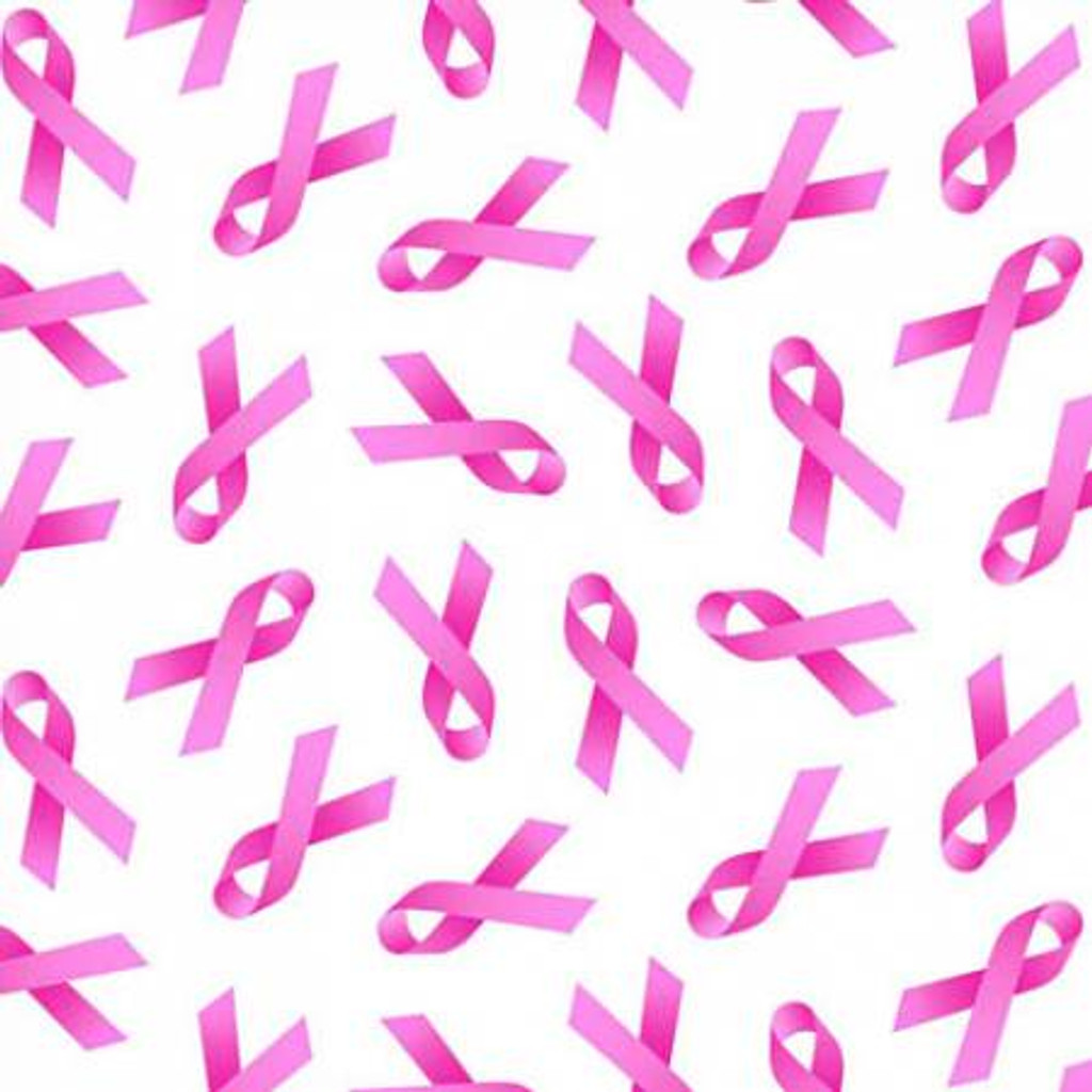  White/Pink Cancer Awareness Ribbons - Elizabeth's Studio Cotton (407E-WHTPNK)