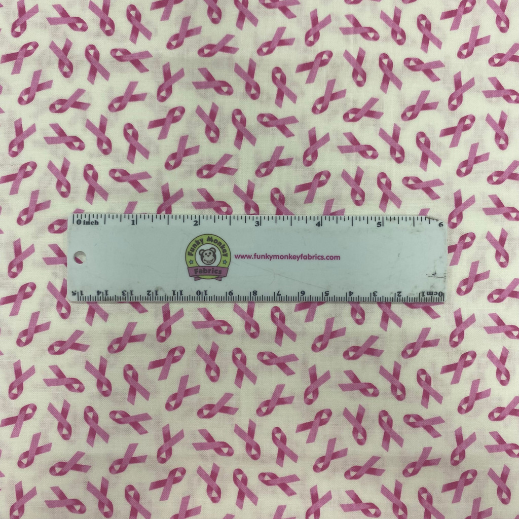 White/Pink Cancer Awareness Ribbons - Elizabeth's Studio Cotton