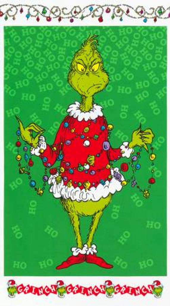Grinch Green Background Panel - Robert Kaufman Cotton ( ADE20994223)