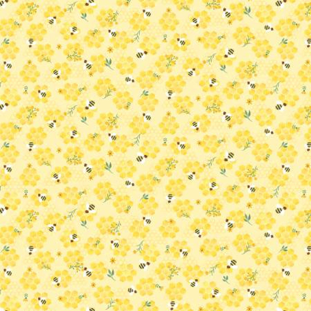 Yellow Bee On Honey Combs - Timeless Treasures Cotton (CD3490-YELLOW)