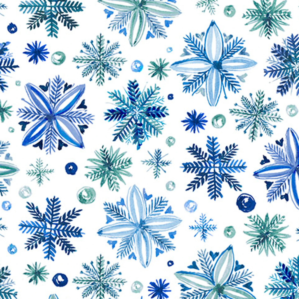 Snowy Sparkle Blue Digital - Shannon Fabrics Minky (dcsnowysparkleblue)