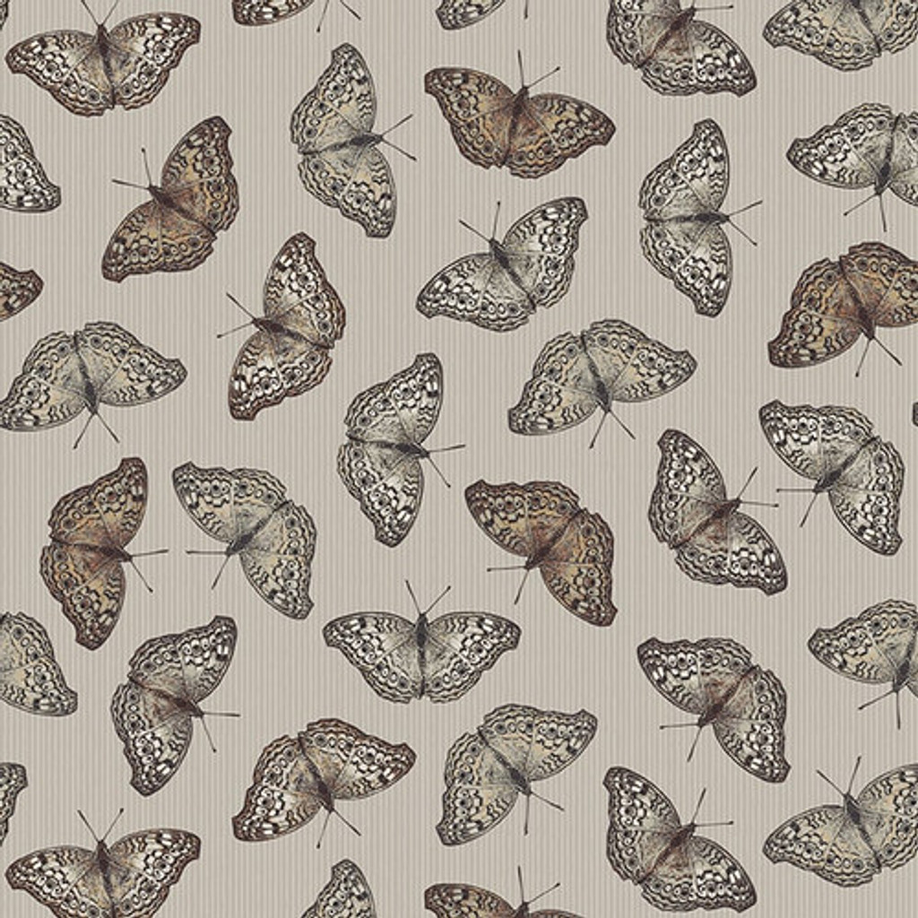 Butterflies Flying - Blank Cotton (3532-80 gray)