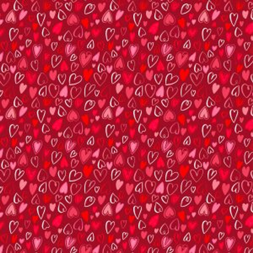 Happy Hearts on Red - Wilmington Prints Cotton (13802-313)