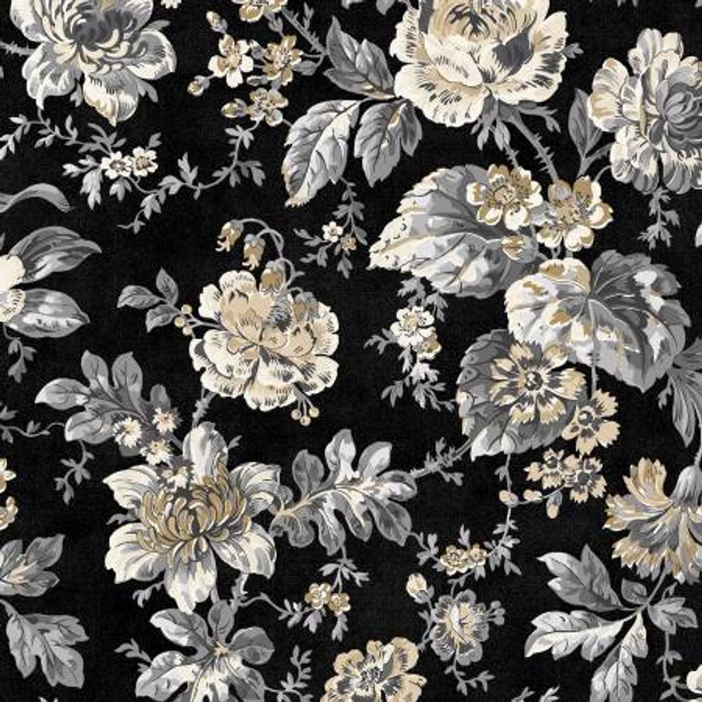 Lockwood Manor Floral on Black - Wilmington Prints Cotton (98716-929)