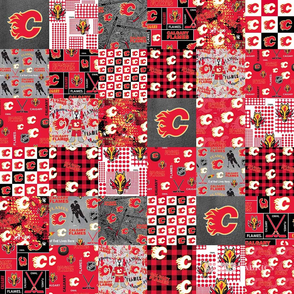 Calgary Flames Cheater Quilt - Sykel Enterprises Cotton (1363FLA)