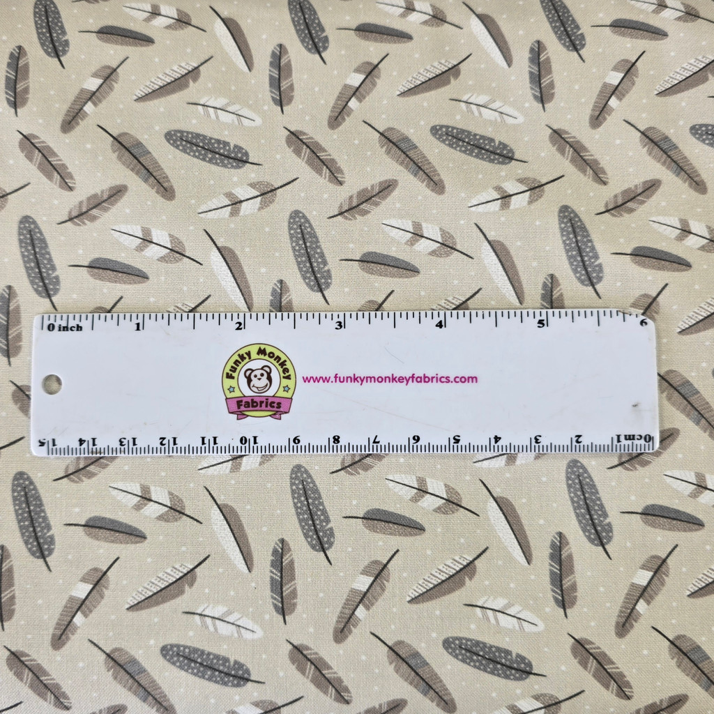 Light Taupe Aztec Woodland Feathers - Camelot Cotton