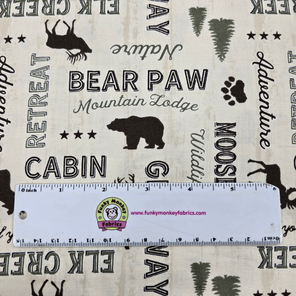 Wildlife Trail Cream Words all Over - Wilmington Prints Cotton