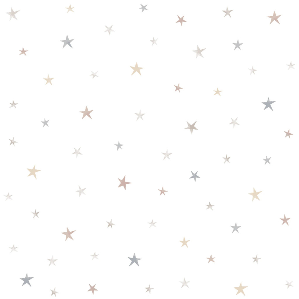 White/Multi Tossed Stars - Studio E Cotton (8523-03)
