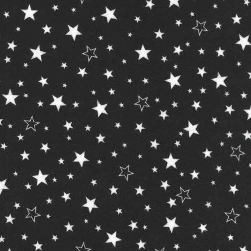  White Stars on Black - Robert Kaufman Flannel (srkf 15593-2)