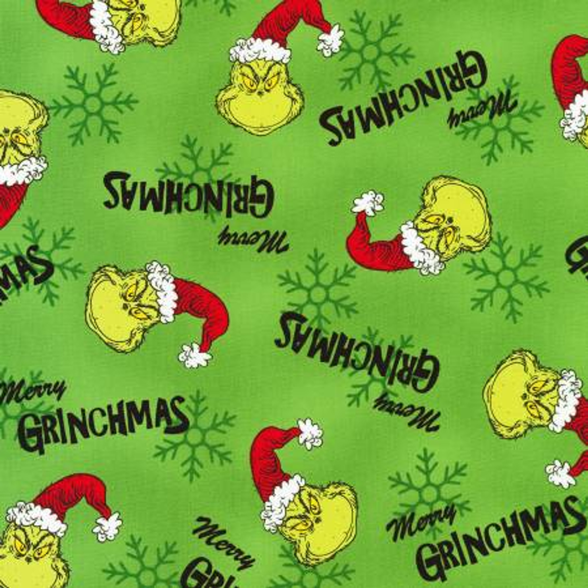 Green Dr. Seuss How the Grinch Stole Christmas - Robert Kaufman Cotton -  Funky Monkey Fabrics Inc.