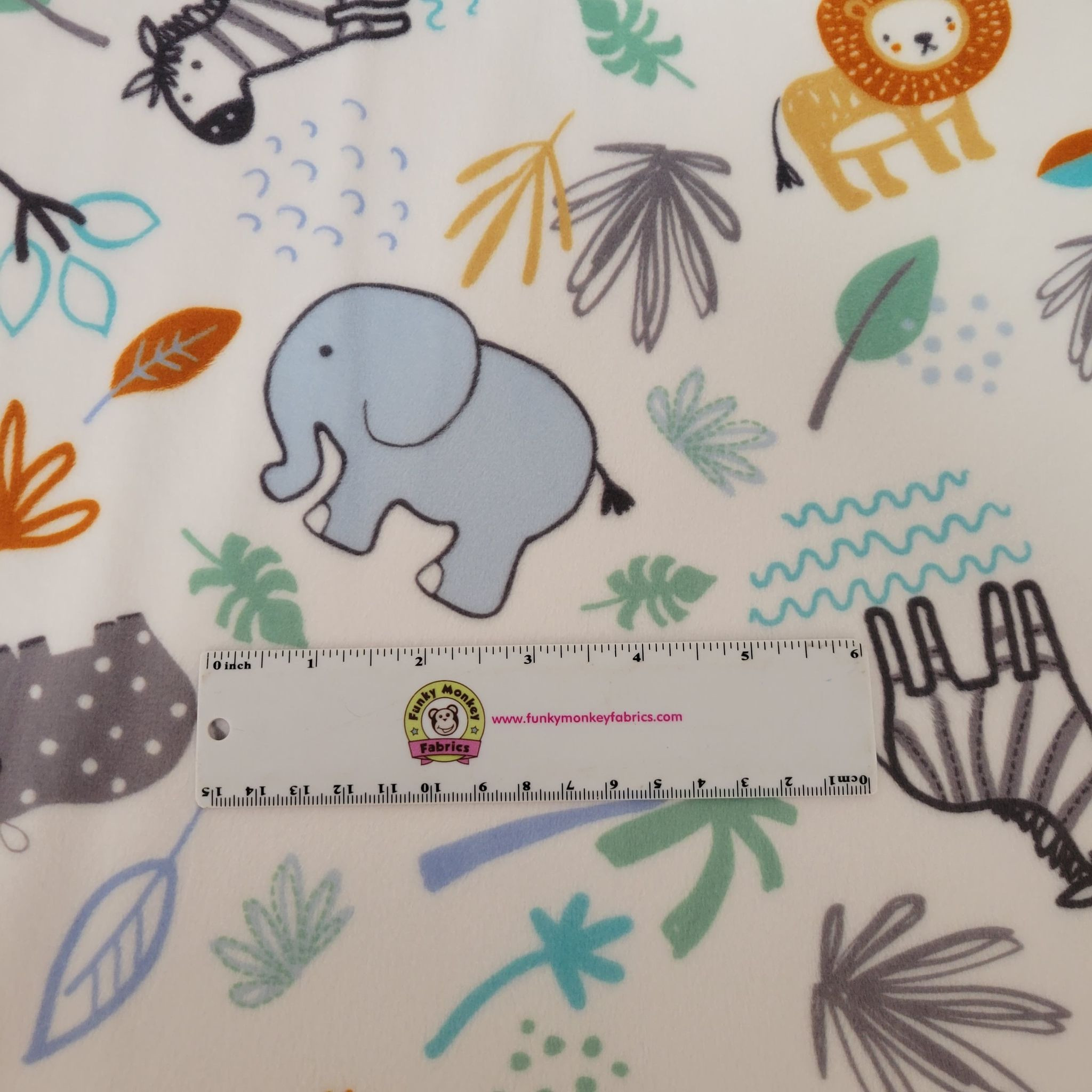 Shannon Fabrics Jungle Friends Dusty Blue Digital Cuddle Minky Fabric