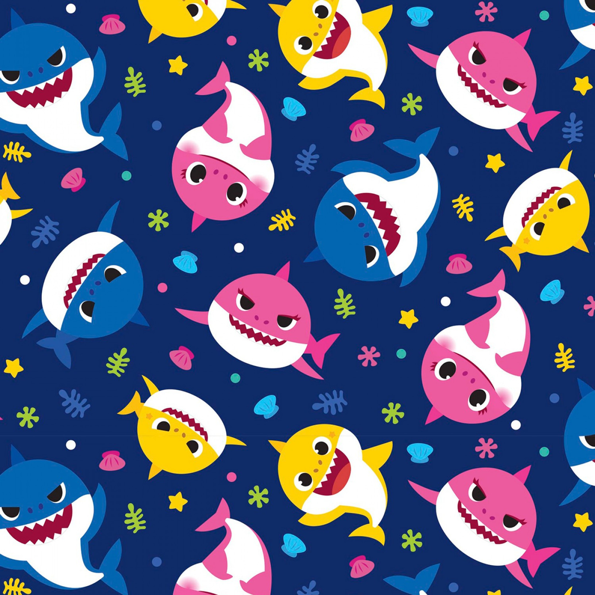 Baby Shark Family Toss 100% Cotton Fabric