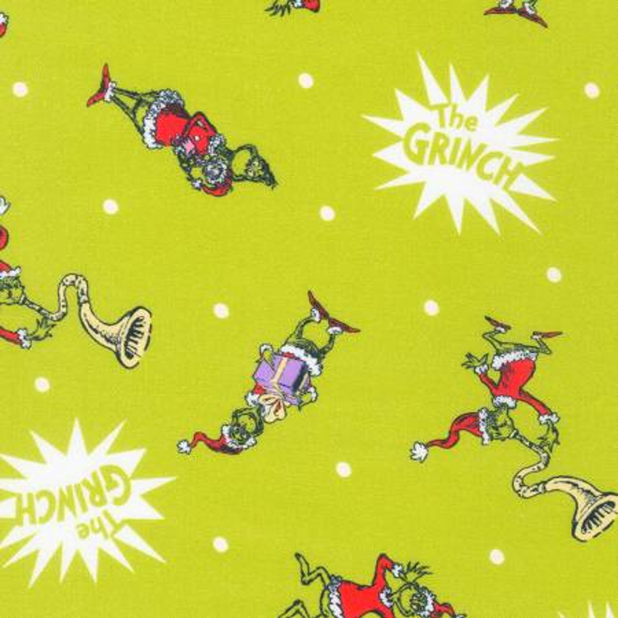 Grinch on Lime - Robert Kaufman Cotton - Funky Monkey Fabrics Inc.
