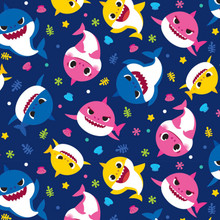 Navy Baby Shark Family Toss - David Textiles (BS00260C1)