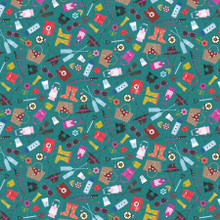 Teal Camping Life - Michael Miller Cotton (CX11008-TEAL)