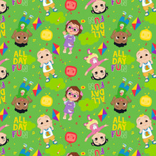 Cocomelon All Day Fun on Green - David Textiles (CM30022C2)