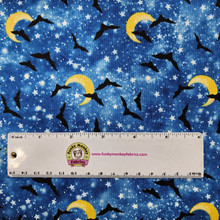 Hocus Pocus Bats on Blue - Northcott Cotton