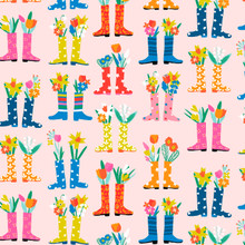 Spring Alphabet Flowers in Boots - Dashwood Studio Cotton (SABC2337)