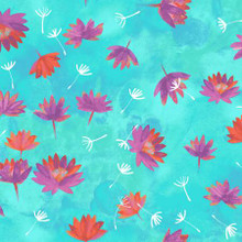 Good Vibes Aqua Water Lilies - Clothworks Cotton (Y3120-33)